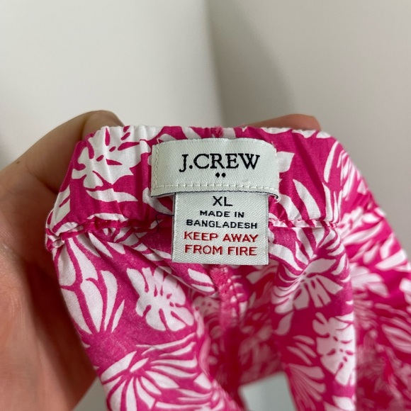 J. Crew Pink Fuchsia White Floral Elastic Waistband Shorts Cotton Summer XL - Picture 8 of 11